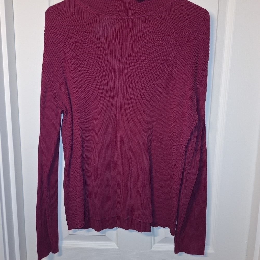 High Sierra Ribbed Turtleneck Sweater Fushia Pink Large